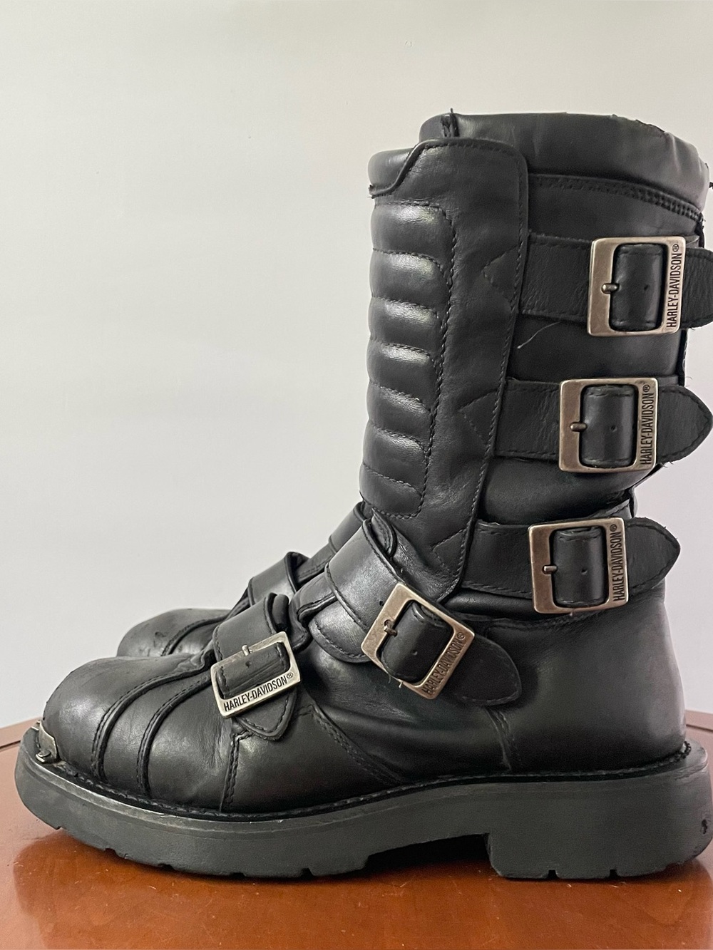 Harley-Davidson Terminator 5-Buckle Black Leather Motorcycle Boots | US 8.5 - Picture 3 of 10